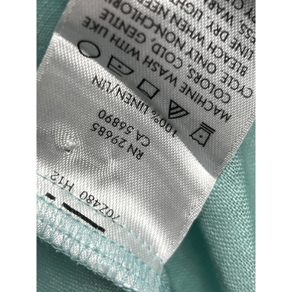 Pendleton Womens XL Aqua Blue 100% Linen Long Sleeve Button Down Shirt Retro - Picture 3 of 9